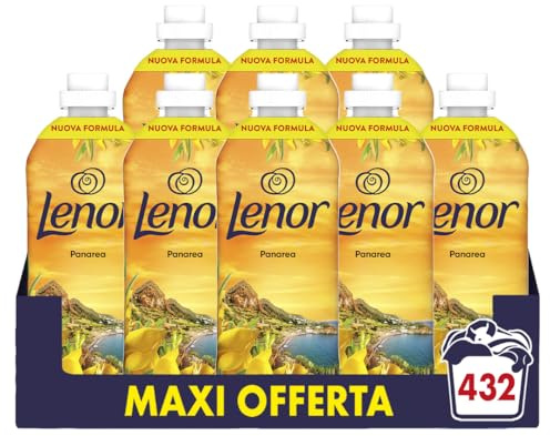Lenor Ammorbidente Lavatrice Concentrato, 8X54 Lavaggi, Atmosfere D'Italia Panarea, Freschezza Di Lunga Durata E Morbidezza Di Origine Vegetale, Lenzuola Profumate Fino A 1 Settimana