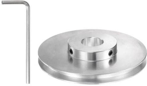 sourcing map V-Type Pulley 20mm Bore 100mm Outer Dia Single Groove Aluminum Alloy for 6mm PU Round Belt Motor Shaft Drilling Machine with Installations