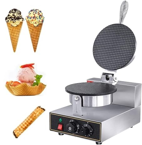 DXDRT Gaufrier à Cornet De Crème Glacée Commercial, 1200W Machine Antiadhésif à Gaufre pour Rouleaux D'œufs Croustillants pour Restaurant,Fête,Maison, Contrôle du Temps Et Température