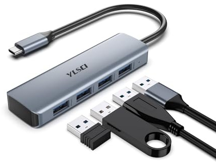 YLSCI USB C Hub con 4 Puertos USB 3.1, concentrador de Datos USB de 4 Puertos, Transferencia de Datos de 10 Gbps para MacBook Pro, MacBook Air, Surface Pro y Otras computadoras portátiles