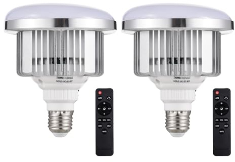 Andoer 2 Stück 85 W LED-Glühbirne 3200 K-5500 K Fotografie-Lampe Glühbirne Energiesparend Einstellbare Helligkeit E27-Halterung mit Fernbedienung für Fotostudio Zuhause Lager Büro Hotel