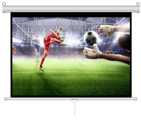 INMOZATA Pull Down Projector Screen 92 inch/203x114cm Wall & Ceiling Mounted HD Projection Screen with 16:9 Ratio Matte White Screen for Home School Cinema Theater Outdoor Indoor Public Display-White