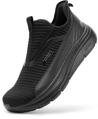 FitVille Extra Anchos Zapatillas para Caminar Hombre Zapatos Sin Cordones para Walking Transpirables Zapatillas Casual Slip-on
