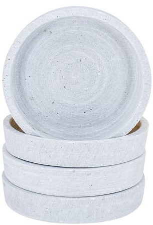 levandeo 4er Set Deko Teller 11cm Rund Teller Grau Betonoptik Kerzenschale Tischdeko Untersetzer Aufbewahrung Ablage Dekoration
