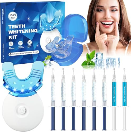 Teeth Whitening Kit: Pap Teeth Whitener for Sensitive Tooeth- Professional Tooth Whiten Kit Dental Tools with Mouth Tray, 6 Teeth Whitening Gels, 2 Desensitizing Gels and Storage Case