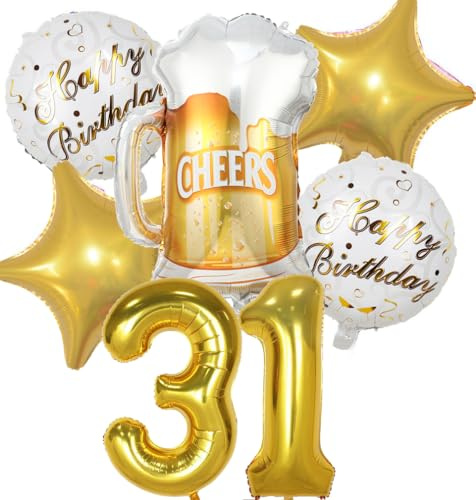 Ballong 31. Födelsedag man kvinna, 31-årsdag dekoration guld, födelsedagsdekoration 31 år kvinnor, ballong ölflaska dekoration för födelsedag man, helium ballonger öl dekoration 31. Födelsedag kvinna