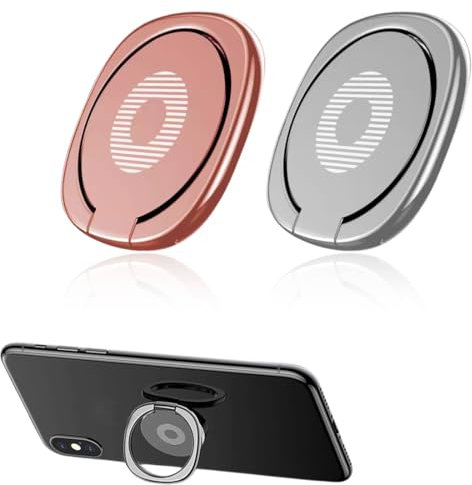2 Pezzi Anello per Cellulare Dito 3mm Ultra Sottile, Anello Cellulare con Anello in Metallo, Anello Supporto Ring Cellulare, Ring Stand Holder per tutti i Smartphone (A)
