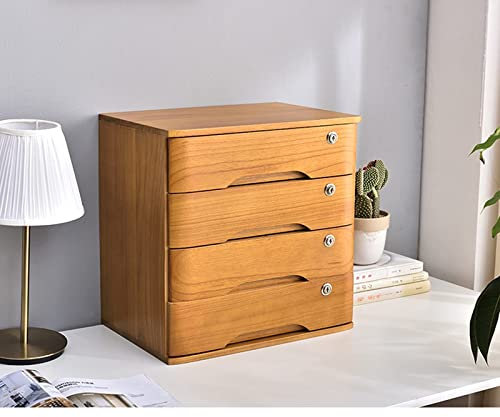 Abschließbarer Aktenschrank aus Massivholz mit 4 Schubladen und seitlicher Schublade, Schreibtisch-Organizer und Hängeregistraturaufbewahrung für Home Office