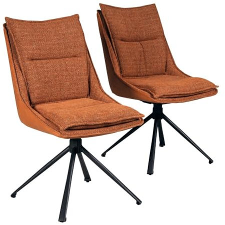 Lot de 2 chaises pivotantes de Salle à Manger Java/Brun Brique