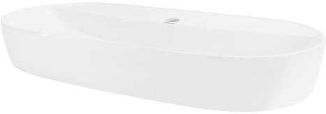 LuxeBath Waschbecken Keramik 800x400x120 mm oval, Weiß, Aufsatzwaschbecken für Badezimmer/Gäste-WC, Aufsatzbecken im modernen Design, Waschtisch mit Armaturloch, Waschschale Waschplatz Handwaschbecken