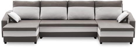 Mebligo ECKSOFA U MIT SCHLAFFUNKTION Sparta Grau/Weiß