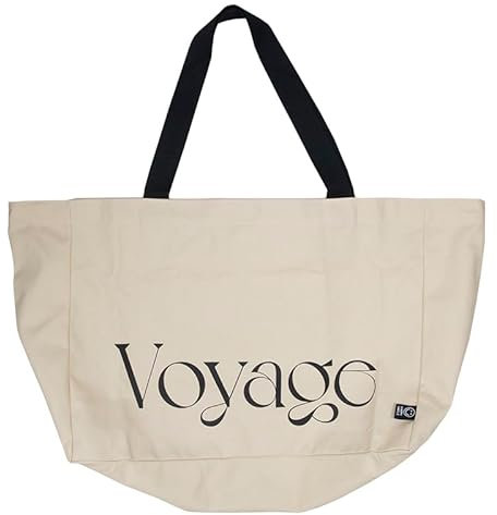 LARENNT Große Baumwolltasche mit Reißverschlussfach - Mehrweg Einkaufstasche, Canvas Shopper Tasche, Geräumige Stofftasche für Einkauf, Reise & Beruf (60x33x15 cm)