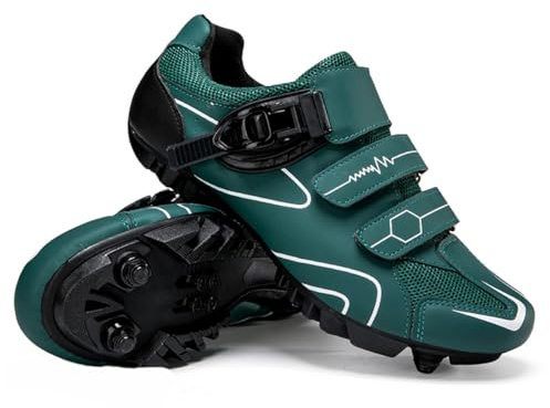 Hixingo Chaussures de Cyclisme VTT MTB Hommes Femmes Chaussures D'équitation sur Montagne, Crampons Respirantes Semelle Dure Chaussures de Vélo pour Adulte, Compatibles Look SPD (Noir,36)