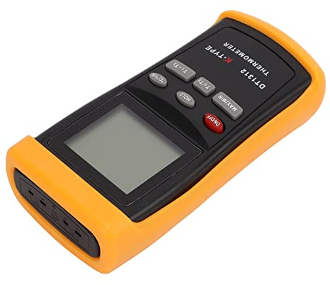 Akozon Rango de Medición Digital de Alta Precisión -200 °C a 1370 °C Multifunción Bajo Consumo de Energía 2 Canales Industria