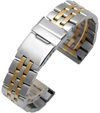 ROUREOX Cinturino Orologio Acciaio Inox 18mm 20mm 22mm 24mm Terminali Curvi, Fascia Metallo Bracciale per Breitling-Argento+Oro 20mm