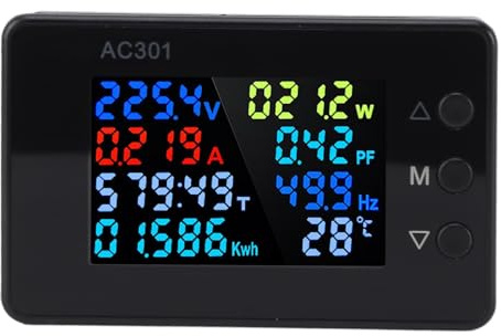 aqxreight Compteur de Courant Numérique de Tension AC, énergie de Haute Précision pour Usage Domestique et Industriel, 50-300 V 0-20 A, Testeur de Consommation d'électricité Multifonctionnel avec