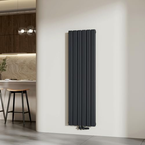 EMKE Radiateur Eau Chaude Mural Anthracite 1600x460 mm,Double Panneau | 1449 W pour 14 m²,Salle de bain, chambre, salon, Montage mural, sans vanne