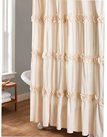 Lush Decor Avorio Darla-Tenda da Doccia con Motivo Floreale, 72x72 cm, Colore, Poliestere Cotone, 183 x 183CMS