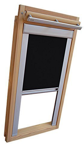 Hochwertiges Verdunkelungsrollo Rollo mit Seitenschienen für Velux DKL-EP GGL,GPL,GHL,GTL F06 schwarz // Verdunkelungsrollo/Verdunkelungs-Rollo/Fensterrollo