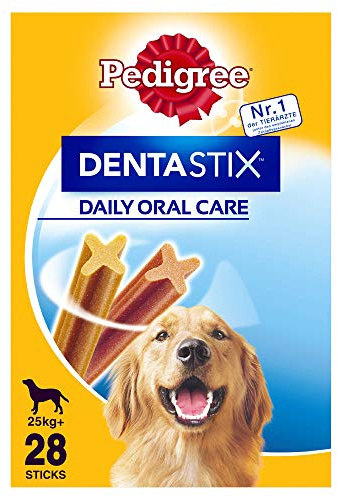 Pedigree Hundesnacks Hundeleckerli Dentastix Maxi Tägliche Zahnpflege für große Hunde >25kg, 28 Sticks (1 x 28 Sticks)