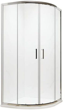 EMKE Duschkabine 90x90 Viertelkreis Runddusche Duschabtrennung Schiebetür Doppel Duschkabine 90 x 90 Eckeinstieg Duschwand Duschtür Nano Beschichtung 5mm Sicherheitsglas Rund Dusche 90 cm