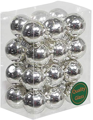 Kleine Baumkugeln aus Glas Ø 2 cm/2,5 cm/3 cm - Christbaumkugeln Baumschmuck Christbaumschmuck Weihnachtsbaumschmuck Weihnachtsbaumkugeln (24 Stück Silber (Glänzend), 2,5 cm)