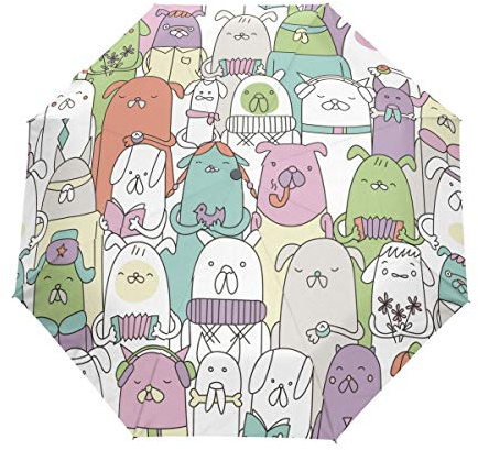 Cute Pig Partner Umbrella Windproof Automatic Foldable Umbrells Auto Open Close for Men Women Kids