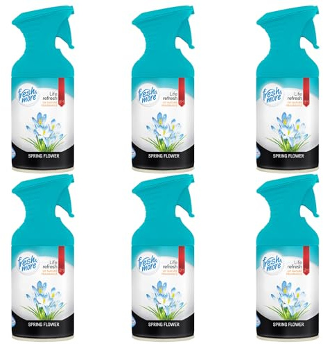 Fresh & More Raumspray Spring Flower, 250 ml, 6er-Pack | Raumduft Spray für Wohnräume, gezielt dosierbar, floraler Frühlingsduft