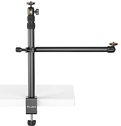 ULANZI LS02 Kamera Tischhalterung, 44cm-105cm Einstellbar, Overhead Stativ für Streaming & Gaming, Lichtstativ mit Boom Arm, Klemmstativ mit 360° Kugelkopf für Kamera/Ringlicht