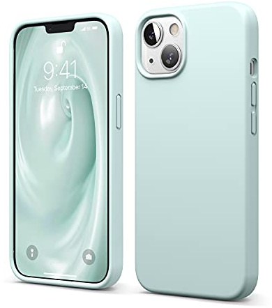 elago Silikon Hülle für iPhone 13 | Premium-Silikon, kratzfest, Rundumschutz, weiches Mikrofaserfutter (Grün)