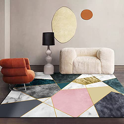 Alfombra grande para decoración del hogar, alfombra de sala de estar, alfombra de felpa de dormitorio, alfombra de gateo para niños, patrón de geometría nórdica, alfombras lavables, 140 x 200 cm