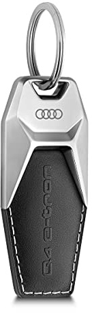 Audi 3182100301 Q4 e-tron Porte-clés en cuir avec gravure Noir/argenté Taille unique