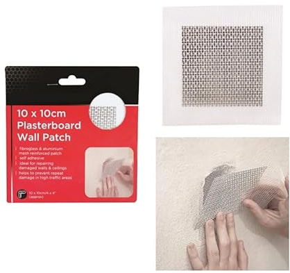 LORD C Wall Plaster Board Sticky Fiber Aluminum Mesh Patch Safe Mend Drywall Repair Self Adhesive Screen Repair Wall Ceiling Hole 10 x 10cm (1)