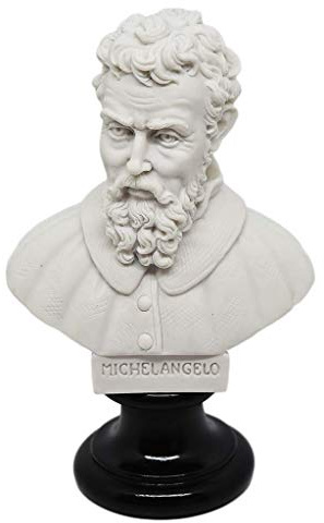 GINGERSHOPONLINE Busto Statua Design: Michelangelo Buonarroti (bianco) - Riproduzione busto, scultura in marmo e resina - circa 15 cm, 350 gr. - Prodotto Made in Italy - Idea Regalo Casa