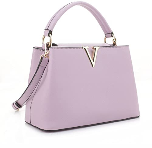 EVVE Women's Small Satchel Bag Classic Top Handle Purses Fashion Crossbody Handbags with Shoulder Strap | LILAC