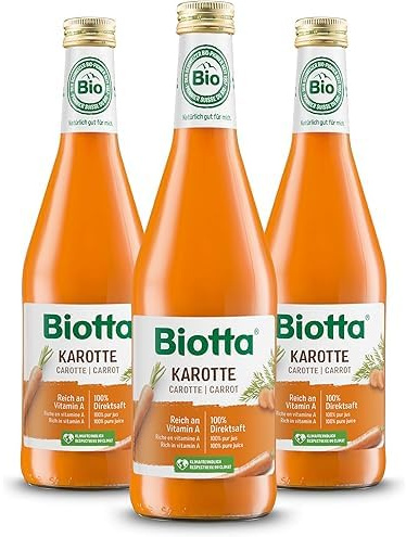 BIOTTA - Jus de carottes lacto-fermenté 100% Bio - Riche en bêta-carotène - Antioxydants, Vitamine A et minéraux- 500ml- Lot de 3 bouteilles.