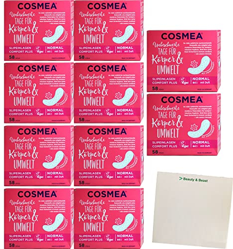 Cosmea Comfort Slipeinlagen normal mit Frischeduft luftdurchlässig 10er Pack (10x58 Stück) + usy Block