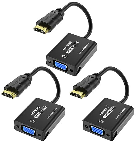 MT-VIKI HDMI auf VGA Adapter, HDMI zu VGA Adapter 1080P Kompatibel mit für Computer Desktop Laptop PC Monitor Projektor HDTV Chromebook Roku Xbox und mehr 3 Stücke