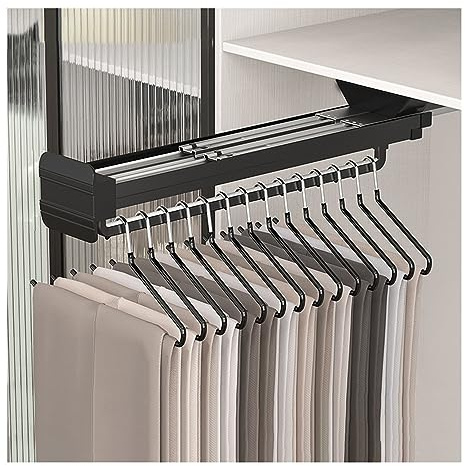 Porte-Pantalons Coulissant, Tige De Porte-Pantalons Télescopique, Muet Lisse, Charge Maximale 25 Kg, A De Nombreuses Utilisations, Stockage Et Organisation (Color : Noir, S : 55cm)