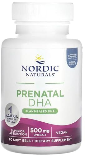 Nordic Naturals, Vegan Prenatal DHA, 500mg DHA from Algae Oil, 60 Vegan Softgels, Lab-Tested, Vegetarian, Soy-Free, Gluten-Free, Non-GMO