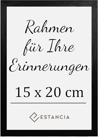 Estancia Schwarzer Bilderrahmen aus Kiefernholz 15x20 cm mit Bruchsicherem Acrylglas | Moderner Holzbilderrahmen 15 x 20 cm