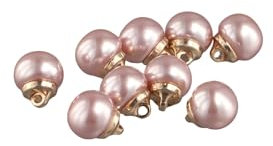 Leadigol 20 Stück Perlenknöpfe, dekorative Perlenknöpfe, Verzierungen, Perlen, 10 mm, runde rosa Kunstperlenknöpfe mit Schaft, zum Selbernähen, Stirnband