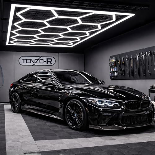 Premium LED Hexagon Beleuchtung für Garage Werkstatt Showroom 2,44 x 4,85 m