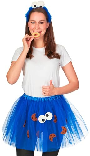 Keks Cookie Krümelmonster Kostüm - Blauer Tüllrock für Damen | 45 cm