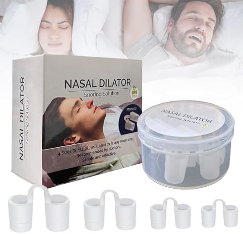 Dilateur nasal anti-ronflement pour un meilleur sommeil - Ventilation nasale en silicone doux, réduit le ronflement et améliore la respiration nocturne (4 tailles/paquet)