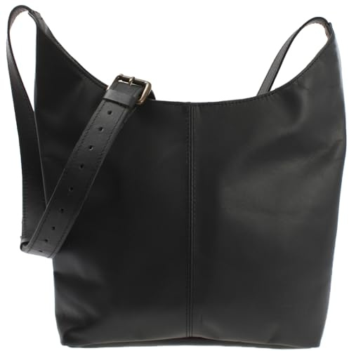 LECONI mittlere Umhängetasche Damen Schultertasche praktische Ledertasche für Frauen Beuteltasche Damentasche Shopper aus echtem Leder 30x30x9cm LE0073