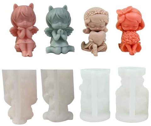 NPYQ 4 X/Set Kerzenform Silikonform Mädchen Kerzen Silikonform Mädchen Form 3D Frau Kerzenform Handgemachte Silikon Körper Gießform Kerzengießform Silikon Seifenform Kerzenherstellung Gießen