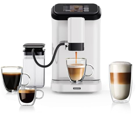 Mcilpoog WS-D5 Pro - Caffettiera completamente automatica, 12 bevande, uso in ufficio o a casa, abilitato Wi-Fi, volume e temperatura dei liquidi, caffè espresso con cappuccino, pulizia