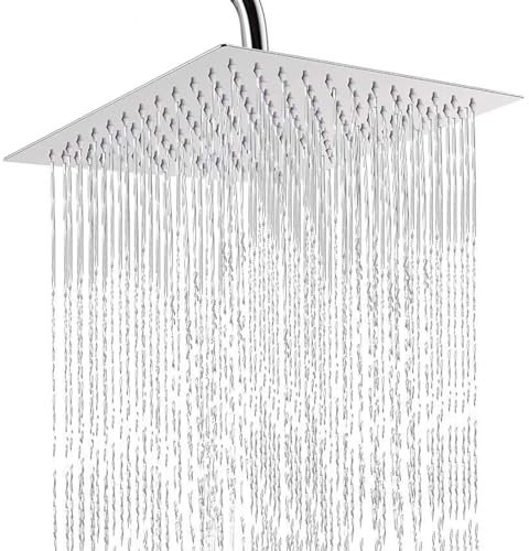 Suixtil Duschkopf, wasserabweisend, aus Edelstahl 316, rund, ultraflach, Hochdruck, Verstellbarer Regenbrausekopf für Badezimmer, 30,5 cm(Quadratisch)