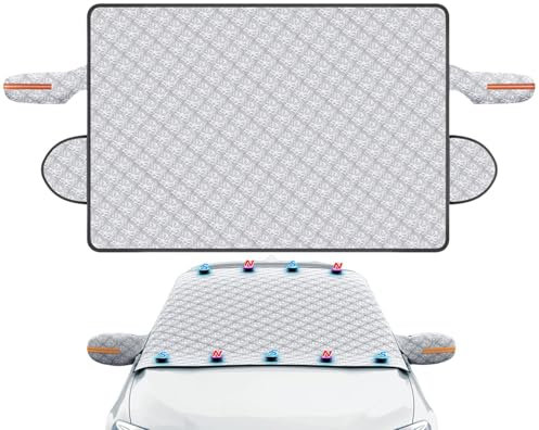 Cubierta para parabrisas de coche para nieve y escarcha, funda protectora de invierno con reflector, impermeable, protección para todo tipo de climas para parabrisas, manta aislante para el frío